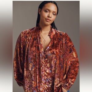 Anthropologie NWT The Estela Burnout Sheer Printed Blouse Medium